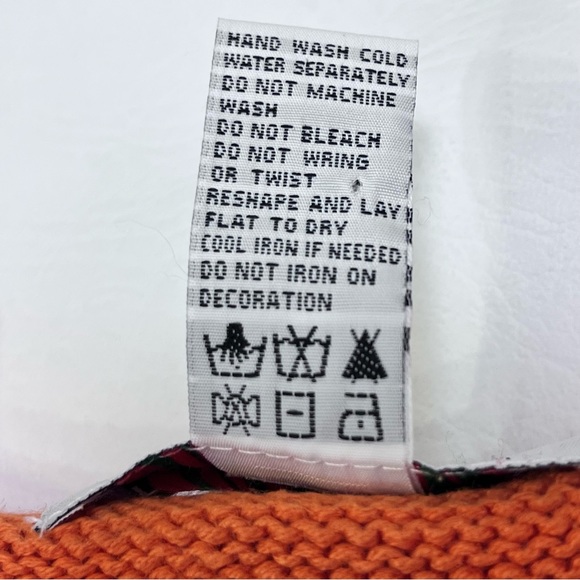 Vintage Christmas Sweater Orange Snowmen Sequins Cotton Ramie Size Small - Picture 9 of 10